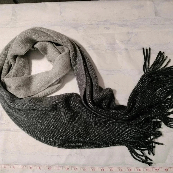 Cejon Women's Scarf Multifunctional Tassel Black Gray Ombre Shimmer - Picture 1 of 9
